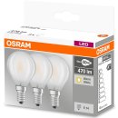 3er Set Osram LED Base Classic P40 Lampe E14 Leuchtmittel 4W=40W Warmweiß matt