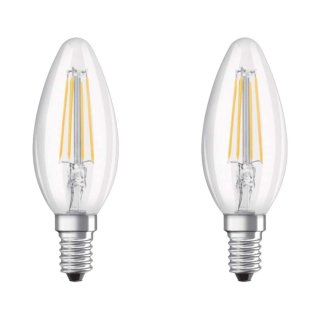 2x Osram LED Filament Kerze Leuchtmittel 4W=40W Lampe E14 Warmweiß Klar