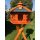DARLUX Vogelfutterhaus XL Sechseck Vogelhaus aus Holz mit Ständer Braun/ Blau