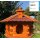 DARLUX Vogel Futter Haus XL Futterstelle Sechseck aus Holz Vogelhaus Braun/ Rot Vogelfutterhaus Wetterfest