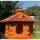DARLUX Vogel Futter Haus XL Futterstelle Sechseck aus Holz Vogelhaus Braun/ Rot Vogelfutterhaus Wetterfest