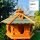 DARLUX Vogelfutterhaus XL Sechseck Vogelhaus aus Holz Braun/ Grün Futterstelle Vogelfutterhaus Wetterfest