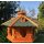 DARLUX Vogelfutterhaus XL Sechseck Vogelhaus aus Holz Braun/ Grün Futterstelle Vogelfutterhaus Wetterfest