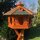 DARLUX Vogelfutterhaus XL Sechseck Vogelhaus aus Holz Braun/ Grün Futterstelle Vogelfutterhaus Wetterfest