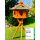 DARLUX Vogel Futter Haus XL Futterstelle Sechseck Holz mit Ständer Braun/ Grün Garten Vogelfutterhaus Wetterfest