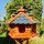 DARLUX Vogel Futter Haus L Sechseck Holz Vogelhaus Futterstelle Braun/ Blau Garten Vogelfutterhaus Wetterfest