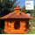 DARLUX Vogel Futter Haus L Sechseck Holz Vogelhaus Futterstelle Braun/ Rot Garten Vogelfutterhaus Wetterfest