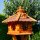 DARLUX Vogel Futter Haus L Sechseck Holz Vogelhaus Futterstelle Braun/ Rot Garten Vogelfutterhaus Wetterfest