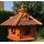 DARLUX Vogel Futter Haus L Sechseck Holz Vogelhaus Futterstelle Braun/ Rot Garten Vogelfutterhaus Wetterfest