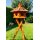 DARLUX Vogel Futter Haus L Sechseck Holz Vogelhaus mit Ständer Braun/ Rot Garten Vogelfutterhaus Wetterfest