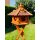 DARLUX Vogel Futter Haus L Sechseck Holz Vogelhaus mit Ständer Braun/ Rot Garten Vogelfutterhaus Wetterfest