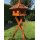 DARLUX Vogel Futter Haus L Sechseck Holz Vogelhaus mit Ständer Braun/ Rot Garten Vogelfutterhaus Wetterfest