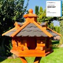 DARLUX Vogel Futter Haus L Sechseck Holz Vogelhaus Futterstelle Braun/ Schwarz Garten Vogelfutterhaus Wetterfest
