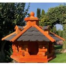DARLUX Vogel Futter Haus L Sechseck Holz Vogelhaus Futterstelle Braun/ Schwarz Garten Vogelfutterhaus Wetterfest