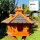 DARLUX Vogel Futter Haus L Sechseck Holz Vogelhaus Futterstelle Braun/ Schwarz Garten Vogelfutterhaus Wetterfest