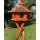 DARLUX Vogel Futter Haus L Sechseck Holz Vogelhaus mit Stände Braun/ Schwarz Garten Vogelfutterhaus Wetterfest