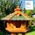 DARLUX Vogel Futter Haus L Sechseck Holz Vogelhaus Futterstelle Braun/ Grün Garten Vogelfutterhaus Wetterfest