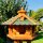 DARLUX Vogel Futter Haus L Sechseck Holz Vogelhaus Futterstelle Braun/ Grün Garten Vogelfutterhaus Wetterfest