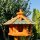 DARLUX Vogel Futter Haus L Sechseck Holz Vogelhaus Futterstelle Braun/ Grün Garten Vogelfutterhaus Wetterfest