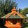 DARLUX Vogel Futter Haus L Sechseck Holz Vogelhaus Futterstelle Braun/ Grün Garten Vogelfutterhaus Wetterfest