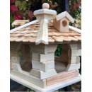 DARLUX Vogel Futter Haus L Sechseck Holz Vogelhaus Futterspender Naturr/Geflammt