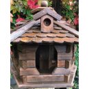 DARLUX Vogelhaus L Vogel Futter Haus Futterstelle Sechseck aus Holz Dunkelbraun