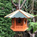DARLUX Sechseck Vogel Futter Haus  Futterstelle Vogelhaus Hängend Braun/Grün