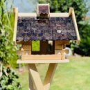 DARLUX Rechteckiges Vogel Futter Haus aus Holz Vogelhaus Natur/Dunkelbraun