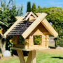 DARLUX Rechteckiges Vogel Futter Haus aus Holz Vogelhaus Natur/Dunkelbraun