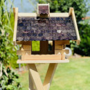 DARLUX Rechteckiges Vogel Futter Haus aus Holz Vogelhaus Natur/Dunkelbraun