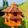 DARLUX Vogelvilla XL Futterstelle Sechseck Doppelstock Holz Vogelhaus Braun/ Rot Garten Vogelfutterhaus Wetterfest