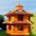 DARLUX Vogelvilla XL Futterstelle Sechseck Doppelstock Holz Vogelhaus Braun/ Rot Garten Vogelfutterhaus Wetterfest