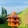 DARLUX Vogelvilla XL Futterstelle Sechseck Doppelstock Holz Vogelhaus Braun/ Rot Garten Vogelfutterhaus Wetterfest