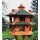 DARLUX Vogelvilla L Sechseck Doppelstock Holz Vogelhaus Futterstelle Braun/ Grün Garten Vogelfutterhaus Wetterfest