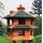 DARLUX Vogelvilla L Sechseck Doppelstock Holz Vogelhaus Futterstelle Braun/ Grün Garten Vogelfutterhaus Wetterfest