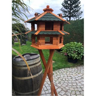 DARLUX Rechteckiges Vogel Futter Haus Vogelhaus aus Holz Natur/Braun