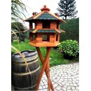 DARLUX Vogelvilla L Sechseck Doppelstock Holz Vogelhaus + Ständer Braun/ Grün Garten  Vogelfutterhaus  Wetterfest