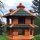 DARLUX Vogelvilla L Sechseck Doppelstock Holz Vogelhaus + Ständer Braun/ Grün Garten  Vogelfutterhaus  Wetterfest