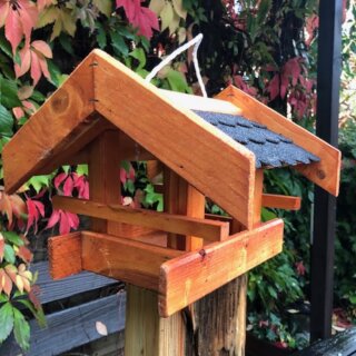 DARLUX Rechteckiges Vogel Futter Haus zum Hängen Holz Vogelhaus Braun/Schwarz