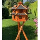 DARLUX Vogelvilla L Sechseck Doppelstock Vogelhaus + Ständer Braun/ Schwarz Garten Vogelfutterhaus Wetterfest