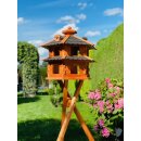DARLUX Vogelvilla L Sechseck Doppelstock Vogelhaus + Ständer Braun/ Schwarz Garten Vogelfutterhaus Wetterfest