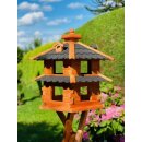 DARLUX Vogelvilla L Sechseck Doppelstock Vogelhaus + Ständer Braun/ Schwarz Garten Vogelfutterhaus Wetterfest