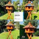 DARLUX Vogel Futter Haus L Futterstelle Holz Vogelhaus Rot/ Blau/ Grün/ Schwarz Garten Vogelfutterhaus Wetterfest