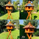 DARLUX Vogel Futter Haus L Futterstelle Holz Vogelhaus Rot/ Blau/ Grün/ Schwarz Garten Vogelfutterhaus Wetterfest