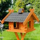 DARLUX Rechteckiges Vogel Futter Haus XL Vogelhaus + Ständer Braun/ Dunkel