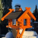 DARLUX Rechteckiges Vogel Futter Haus XL Vogelhaus + Ständer Braun/ Dunkel