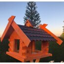DARLUX Rechteckiges Vogel Futter Haus XL Vogelhaus + Ständer Braun/ Dunkel