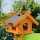 DARLUX Rechteckiges Vogel Futter Haus XL Vogelhaus + Ständer Braun/ Dunkel
