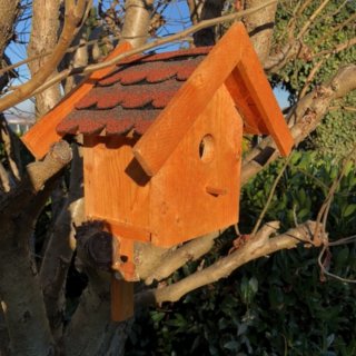 DARLUX Holz Nistkasten Nisthaus Brutstätte für kleine Singvögel Braun/Rot