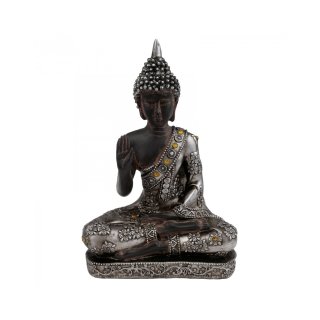 Eglo 41077 Buddha Design Deko Figur sitzend Dekoration Silber Meditation Statue